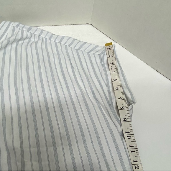 Nine West Jeans Women's XXL Woven V Neck Popover Top Stripe Blue & White Relaxed - Picture 10 of 13